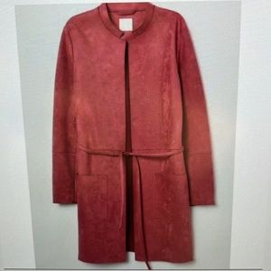 H&M Pink Faux Suede Long Coat, Size 4 NWOT